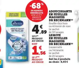 Super U DR BECKMANN Adoucissants en feuilles magiques offre