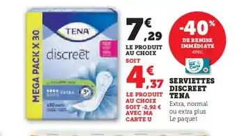 Super U TENA Serviettes discreet offre