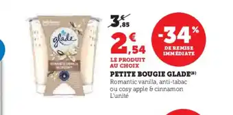 Super U GLADE Petite bougie offre