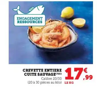 Super U Crevette entiere cuite sauvage offre