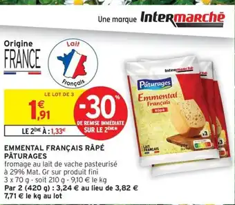 Intermarché Contact PÂTURAGES Emmental français rapé offre