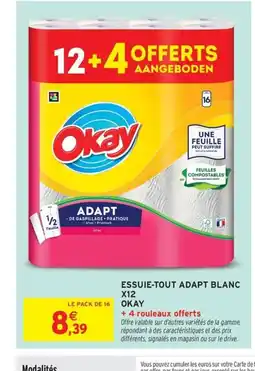 Intermarché Contact OKAY Essuie-tout adapt blanc x12 offre