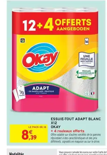Intermarché Contact OKAY Essuie-tout adapt blanc x12 offre