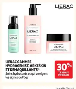 Auchan Parapharmacie LIERAC Gammes hydragenist, arkeskin et demaquillants offre