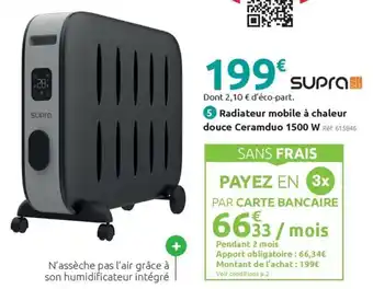 Mr Bricolage SUPRA Radiateur mobile à chaleur douce Ceramduo 1500 W offre