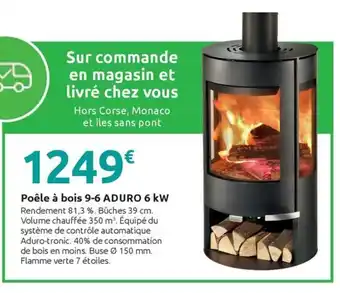 Mr Bricolage Poêle à bois 9-6 ADURO 6 kW offre