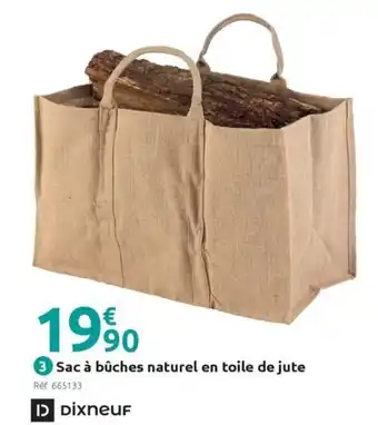 Mr Bricolage DIXNEUF Sac à bûches naturel en toile de jute offre