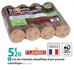 Mr Bricolage FLAMINO Lot de 4 bûches densifiées haut pouvoir calorifique offre