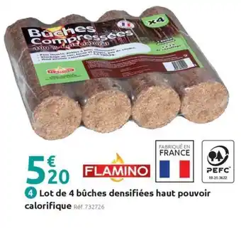 Mr Bricolage FLAMINO Lot de 4 bûches densifiées haut pouvoir calorifique offre