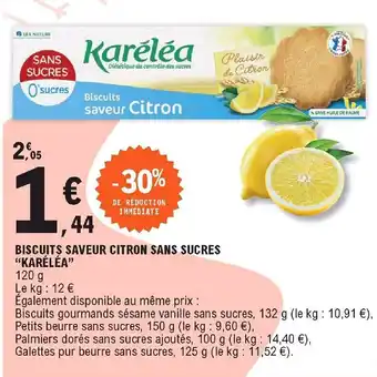 E.Leclerc Biscuits Saveur Citron Sans Sucres offre