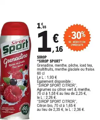 E.Leclerc Sirop Sirop Sport offre
