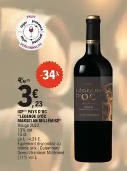 E.Leclerc IGP Pays d'Oc Légende d'Oc Marselan Millémisé offre
