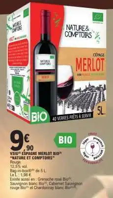 E.Leclerc VSIG Espagne Merlot Bio 'Nature et Comptoirs' offre