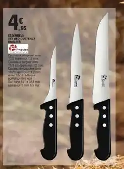 E.Leclerc ESSENTIELS SET DE 3 COUTEAUX BOUCHER offre