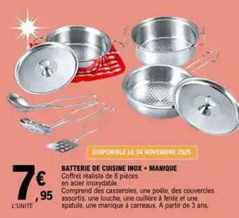 E.Leclerc BATTERIE DE CUISINE INOX + MANIQUE offre