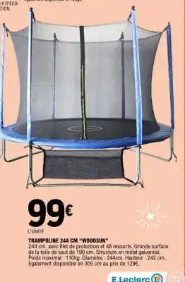 E.Leclerc TRAMPOLINE 244 CM “WOODSUN” offre