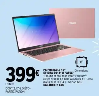 E.Leclerc PC PORTABLE 15” E510KA BQ141W “ASUS” offre