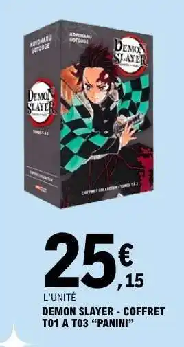E.Leclerc DEMON SLAYER - COFFRET T01 A T03 “PANINI” offre