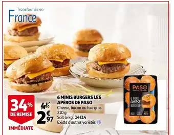 Auchan 6 Minis Burgers Les Apéros de Paso offre