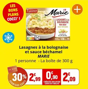 Coccinelle Supermarché Lasagnes à la bolognaise et sauce béchamel marie offre