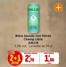 Coccinelle Supermarché Bière blonde non filtrée champ libre gallia offre