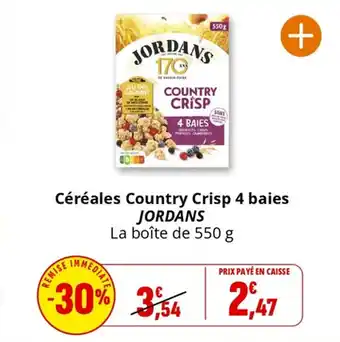 Coccinelle Supermarché Céréales country crisp 4 baies jordans offre