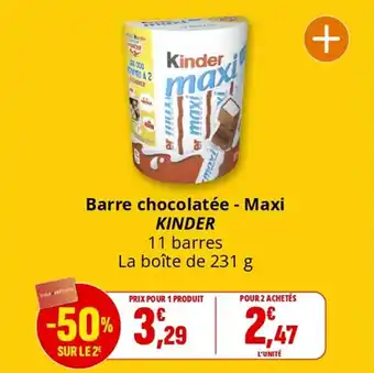 Coccinelle Supermarché Barre chocolatée maxi kinder offre