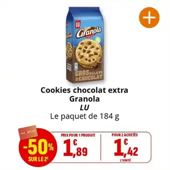 Coccinelle Supermarché Cookies chocolat extra granola lu offre