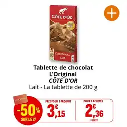 Coccinelle Supermarché Tablette de chocolat l'origina côte d'or offre