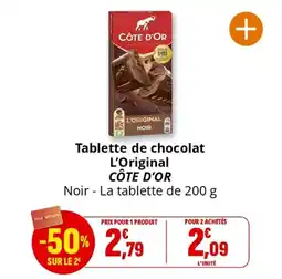 Coccinelle Supermarché Tablette de chocolat l'original côte d'or offre