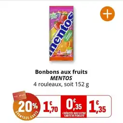 Coccinelle Supermarché Bonbons aux fruits mentos offre