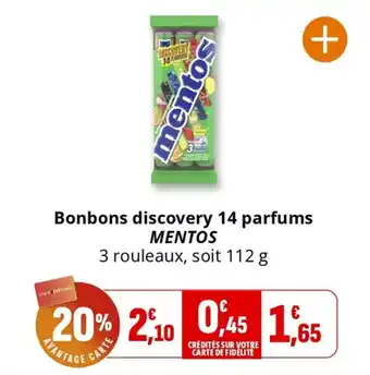 Coccinelle Supermarché Bonbons discovery 14 parfums mentos offre