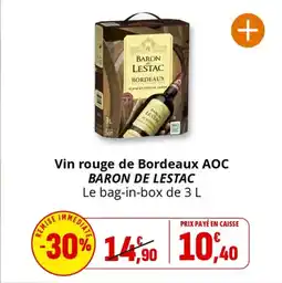 Coccinelle Supermarché Vin rouge de bordeaux aoc baron de lestac offre
