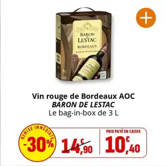 Coccinelle Supermarché Vin rouge de bordeaux aoc baron de lestac offre