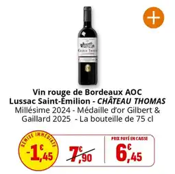 Coccinelle Supermarché Vin rouge de bordeaux aoc lussac saint-émilion château thomas offre