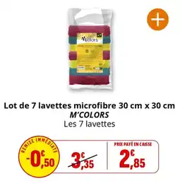 Coccinelle Supermarché Lot de 7 lavettes microfibre m'colors offre