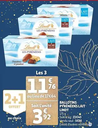 Auchan Ballotins Pyrénéens Lait Lindt offre
