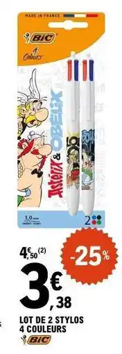 E.Leclerc LOT DE 2 STYLOS 4 COULEURS offre