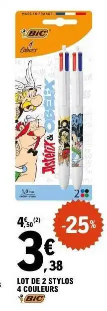 E.Leclerc LOT DE 2 STYLOS 4 COULEURS offre