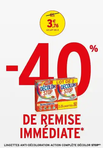 Intermarché Décolor stop lingettes anti-décoloration action complète offre