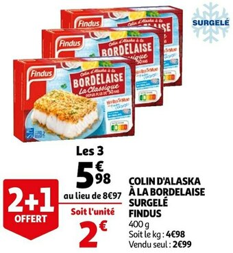 Auchan Findus colin d'alaska à la bordelaise surgelé offre