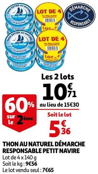 Auchan Petit navire thon au naturel démarche responsable offre