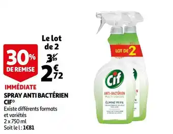Auchan Cif spray anti bactérien* offre