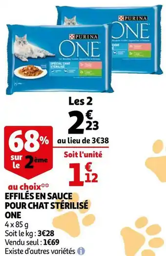 Auchan Purina effilés en sauce pour chat stérilisé one offre