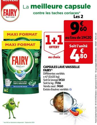 Auchan Fairy capsules lave vaisselle* offre