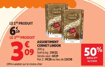 Auchan Assortiment cornet lindor offre