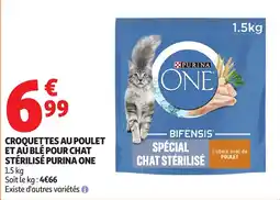 Auchan Croquettes au poulet et au blé pour chat stérilisé purina one offre
