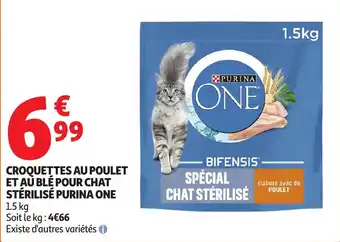 Auchan Croquettes au poulet et au blé pour chat stérilisé purina one offre