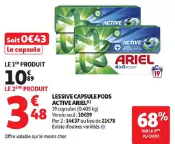 Auchan Lessive capsule pods active ariel offre