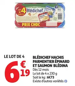 Auchan Blédichef hachis parmentier épinard et saumon blédina offre